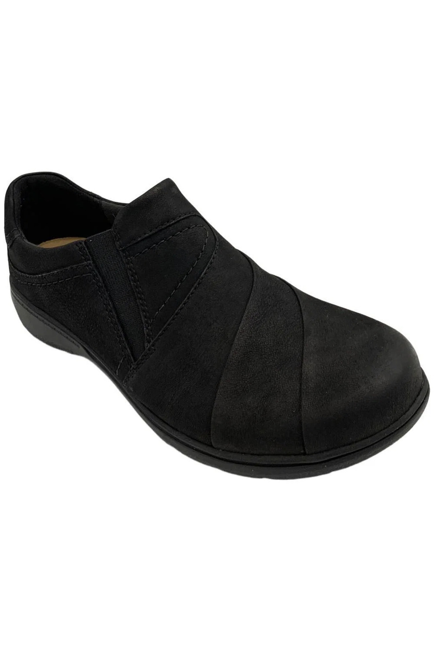 Clarks Collection Women's Leather Slip-Ons Carleigh Abby Black - Wide